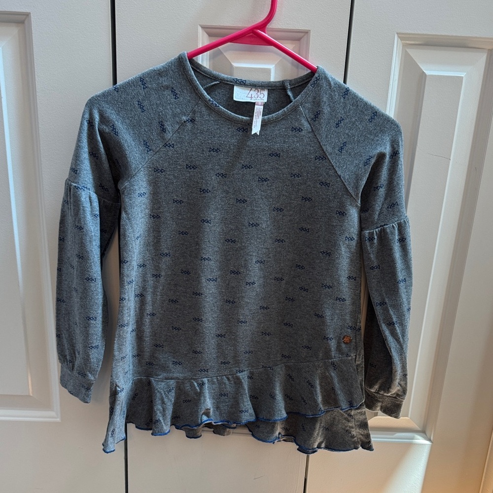 Matilda Jane Blue and Gray Long Sleeve Kids Top Great Condition